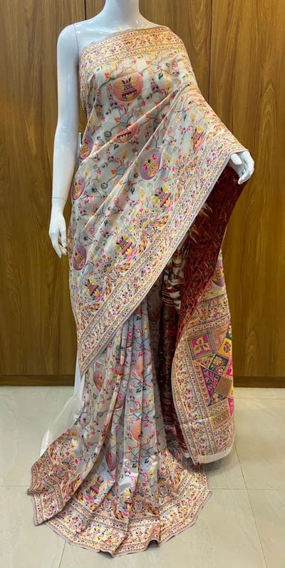 Elegant Pashmina Saree - Heavy Jari Work for Festive Wear