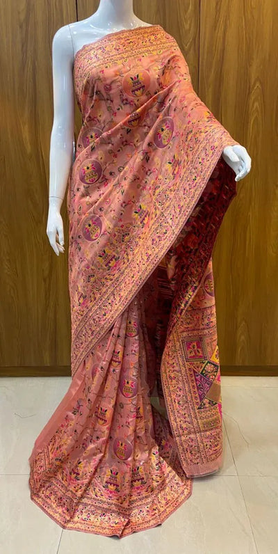 Elegant Pashmina Saree - Heavy Jari Work for Festive Wear