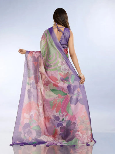Elegant Pastel Floral Erode Silk Saree with Designer Blouse for Women's Festive Wear