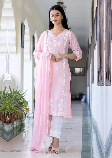Elegant Pastel Pink Kurta Set - Soft Cotton Blend for Women | S-XXL