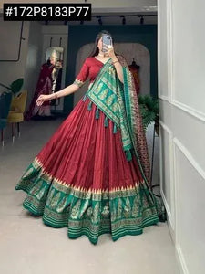 Elegant Patola Print Lehenga Choli - Tussar Silk Festive Wear