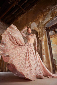 Elegant Peach Lehenga - Heavy Mirror & Zari Work for Weddings