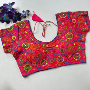 Elegant Phantom Silk Embroidered Blouse - Festive Multi-Work Design for Traditional Occasions