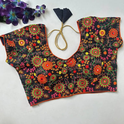 Elegant Phantom Silk Embroidered Blouse - Festive Multi-Work Design for Traditional Occasions