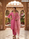Elegant Pink Chanderi Kurti Set with Dupatta for Festive Prep