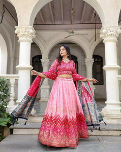 Elegant Pink Jacquard Lehenga - Designer Wedding & Festive Wear