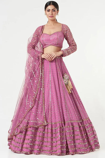 Elegant Pink Sequin Lehenga Choli - Zari Embroidered for Wedding Wear