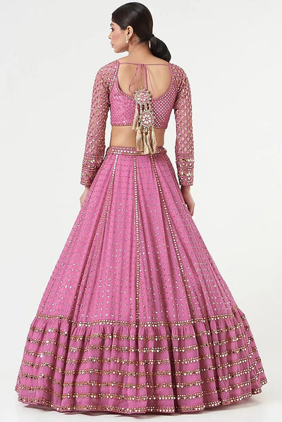 Elegant Pink Sequin Lehenga Choli - Zari Embroidered for Wedding Wear