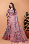 Elegant Pink Soft Silk Saree with Copper Zari for Festive Wear