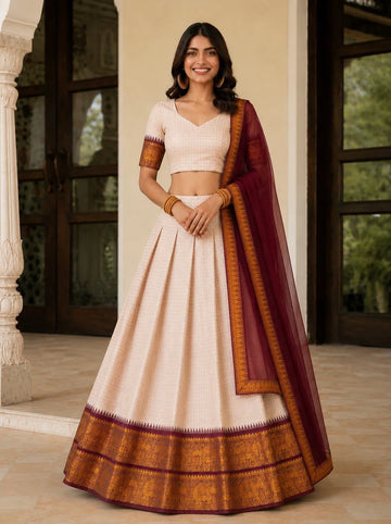 Elegant Poly Cotton Lehenga Choli - Festive Wear with Dupatta