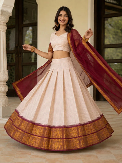 Elegant Poly Cotton Lehenga Choli - Festive Wear with Dupatta