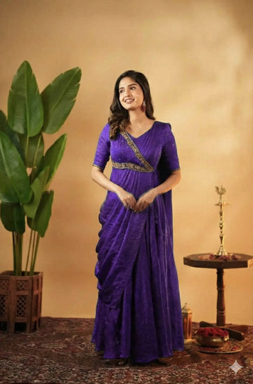 Elegant Pre-Draped Saree Anarkali - Party Wear for Women