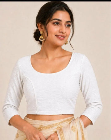 Elegant Premium Crush Lycra Stretchable Blouse - Super Stretch Second-Skin Fit for Women's Festive Wear