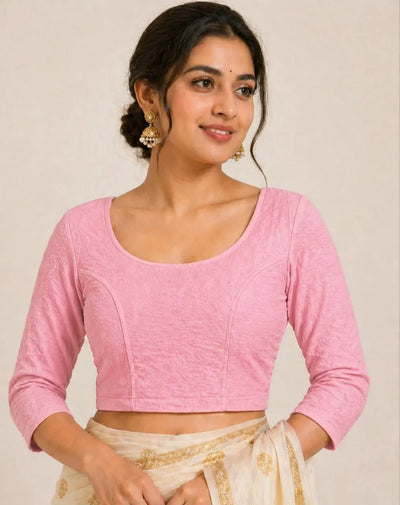Elegant Premium Crush Lycra Stretchable Blouse - Super Stretch Second-Skin Fit for Women's Festive Wear