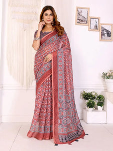 Elegant Printed Chanderi Saree - Traditional Festive Wear