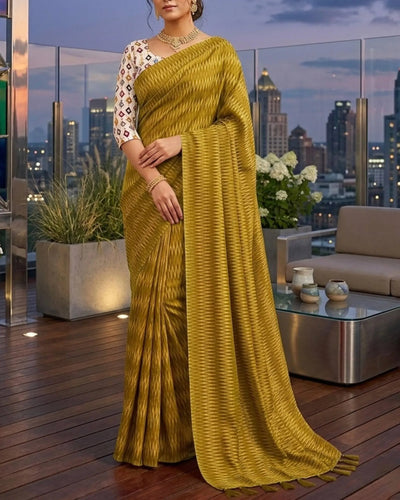 Elegant Printed Crepe Saree - Summer Festive Wear for Women
