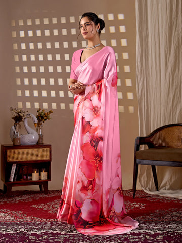 Elegant Printed Georgette Saree - Soft Satin Comfort for Women