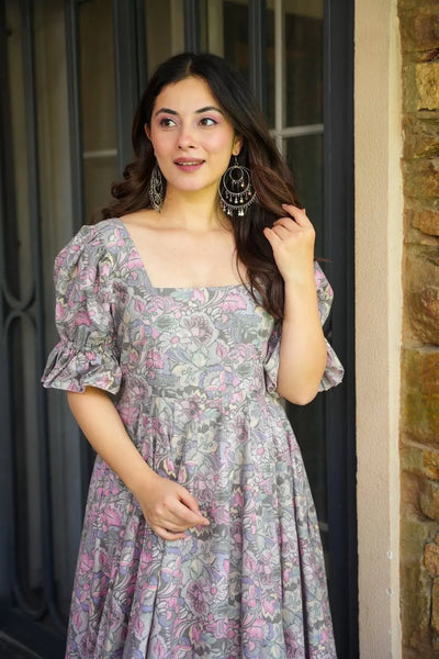 Elegant Printed Gown - Poly Rayon Party Wear for Women