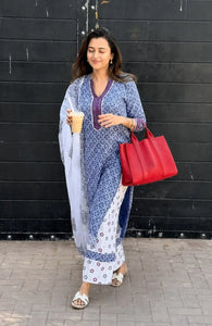 Elegant Printed Lilan Kurti Set - Breathable Straight Fit Festive Wear for Women