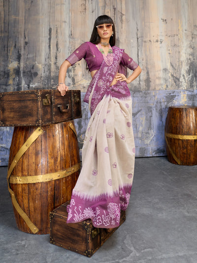 Elegant Printed Munga Cotton Saree - Designer Drape for Women