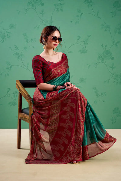 Elegant Printed Rangoli Silk Saree - Lightweight Festive Wear for Women