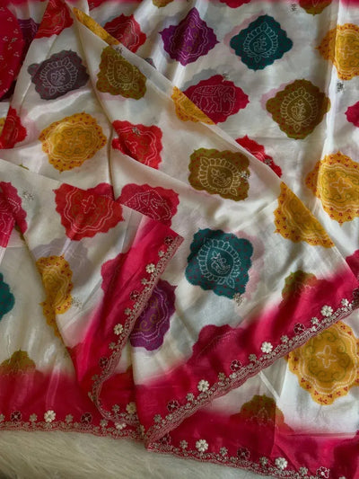 Elegant Printed Saree - Heavy Embroidery Work for Festive & Party Wear