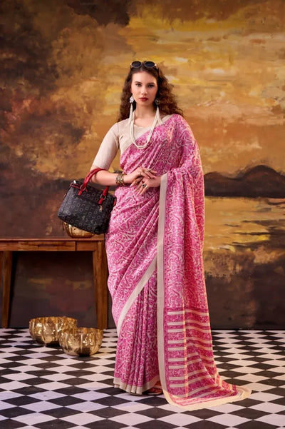 Elegant Printed Tussar Silk Saree - Graceful Drapes for Women