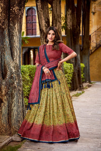Elegant Printed Vichitra Silk Lehenga - Festive Wear for Women