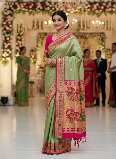 Elegant Pure Banarasi Silk Saree - Zari Weaving Design for Women