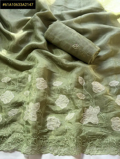 Elegant Pure Chanda Kora Silk Saree - Embroidered Festive Wear for Women