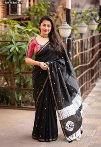 Elegant Pure Chanderi Cotton Saree - Handcrafted Bandhej Shibori Print for Women