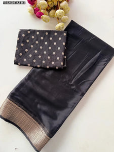 Elegant Pure Chinnon Viscose Saree - Zari Border & Butti Blouse