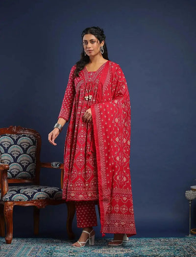 Elegant Pure Cotton Buti Kurti Set - Festive Wear for Women