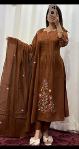 Elegant Pure Cotton Handwork Suit Set with Embroidered Dupatta for Festive Celebrations