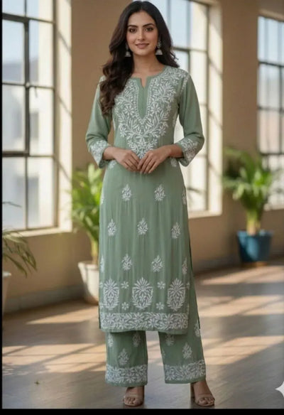 Elegant Pure Cotton Kurta Set with Exquisite Embroidery for Women | Plus Sizes Available