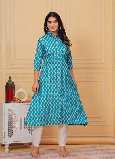 Elegant Pure Cotton Kurti - Breathable Floral Festive & Office Wear for Women
