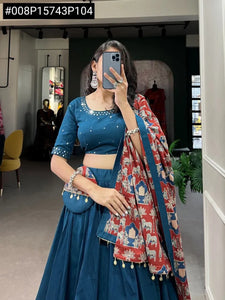 Elegant Pure Cotton Lehenga Choli - Mirror Work for Festivities