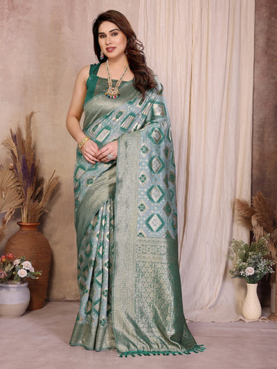 Elegant Pure Cotton Spun Saree - Jacquard Zari Weaving for Festive Occasions