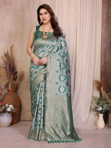 Elegant Pure Cotton Spun Saree - Jacquard Zari Weaving for Festive Occasions