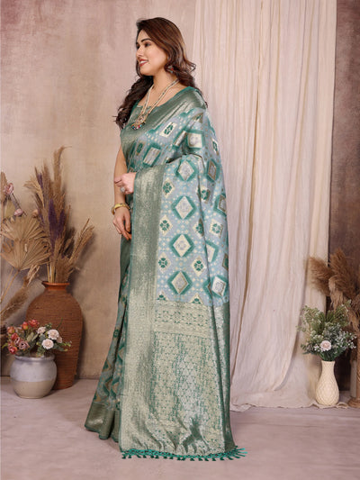 Elegant Pure Cotton Spun Saree - Jacquard Zari Weaving for Festive Occasions