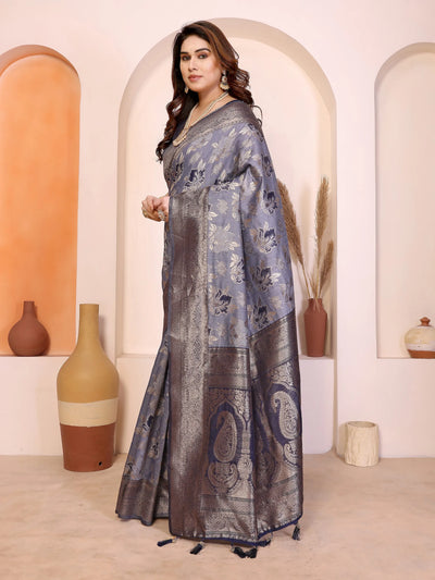 Elegant Pure Cotton Spun Saree - Jacquard Zari Weaving for Festive Wear
