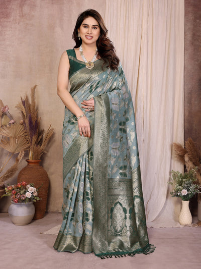 Elegant Pure Cotton Spun Saree - Jacquard Zari Weaving for Festive Wear