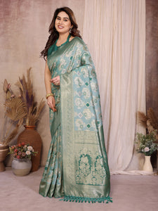 Elegant Pure Cotton Spun Saree - Jaquard Zari Weaving for Festive Wear
