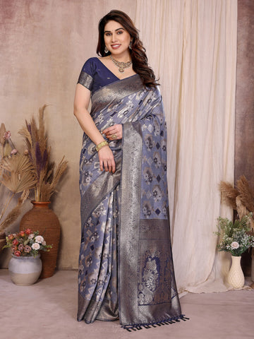 Elegant Pure Cotton Spun Saree - Jaquard Zari Weaving for Festive Wear