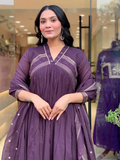 Elegant Pure Cotton Suit Set - Handwork Neck & Buti Design | Sizes L-XXL