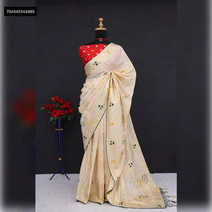 Elegant Pure Dolla Silk Saree - Soft & Flowy with Contrast Blouse