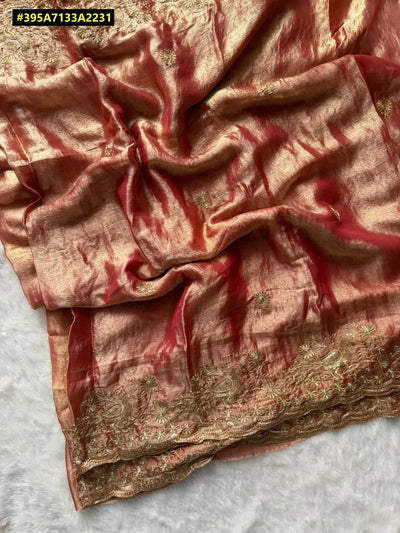 Elegant Pure Fandy Saree - Zari Work & Embroidered Blouse for Women