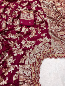 Elegant Pure Khaddi Georgette Saree - Sabyasachi Scallop Design