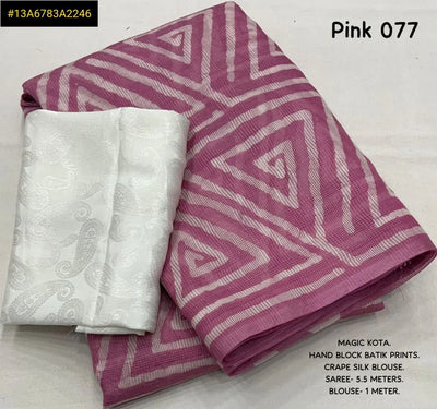 Elegant Pure Kota Saree - Lightweight Batik for Spring Festivals