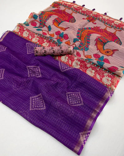 Elegant Pure Linen Saree with Chex Zari Weaving - Festive Collection for Women